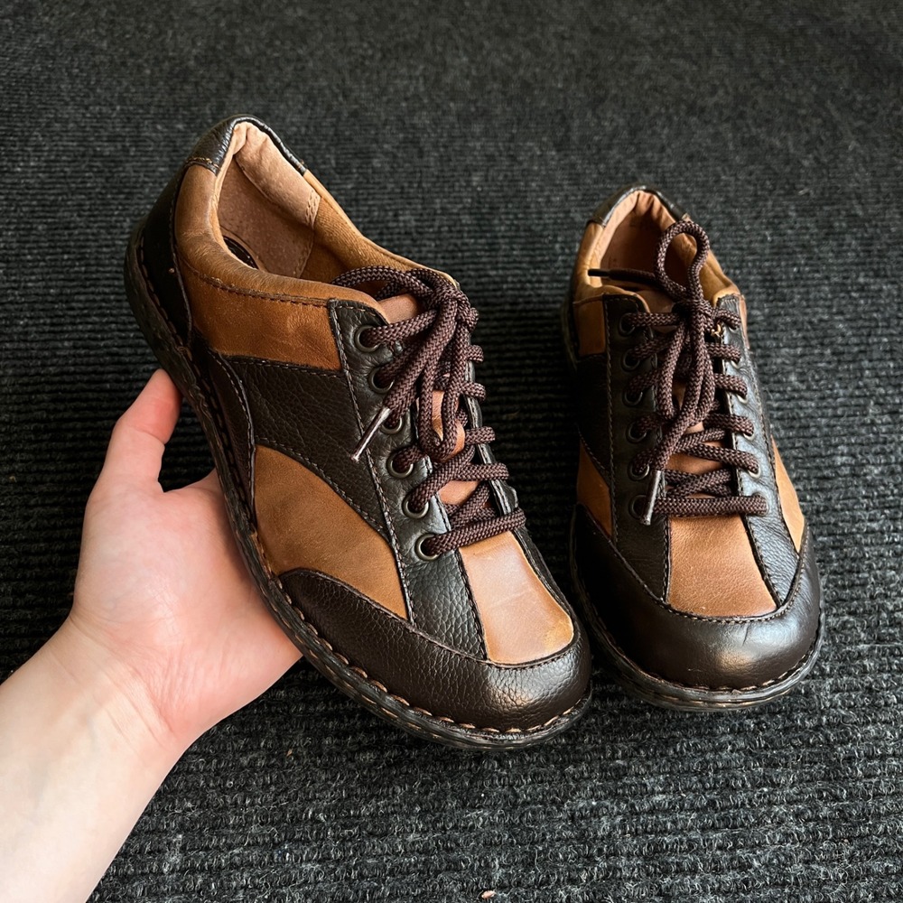 b.o.c. Born Concept womens 8 Brown Leather Two Tone Lace Up Oxford Shoes Casual